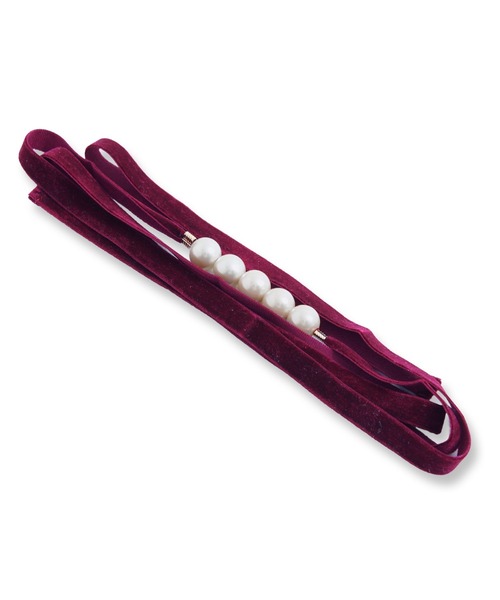 Dita（ディータ）の「ゆかた姿を引き立てる。ベロアパール飾り紐【W】（和装小物・レディース・スモークピンク/アイボリー/ブラック/グレー/ミント/ワインレッド・FREE）」の6枚目の写真