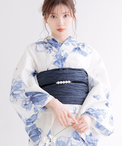 Dita（ディータ）の「ゆかた姿を引き立てる。ベロアパール飾り紐【W】（和装小物・レディース・スモークピンク/アイボリー/ブラック/グレー/ミント/ワインレッド・FREE）」の8枚目の写真