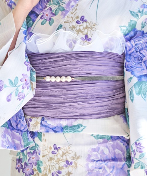 Dita（ディータ）の「ゆかた姿を引き立てる。ベロアパール飾り紐【W】（和装小物・レディース・スモークピンク/アイボリー/ブラック/グレー/ミント/ワインレッド・FREE）」の9枚目の写真