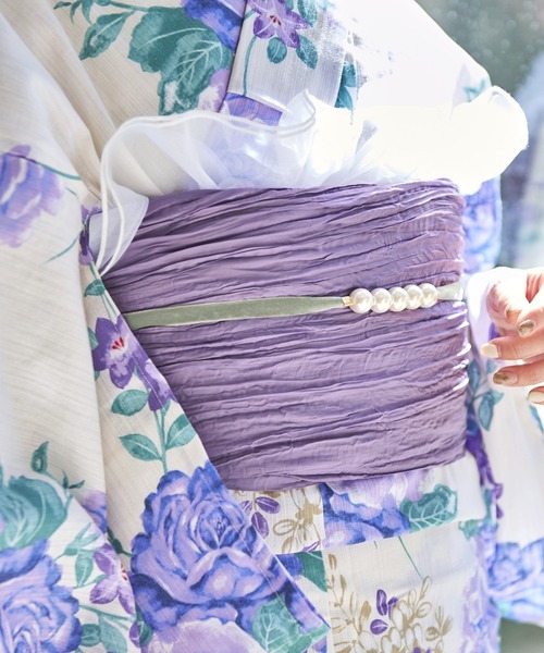 Dita（ディータ）の「ゆかた姿を引き立てる。ベロアパール飾り紐【W】（和装小物・レディース・スモークピンク/アイボリー/ブラック/グレー/ミント/ワインレッド・FREE）」の11枚目の写真