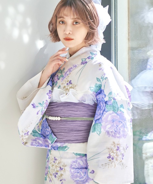 Dita（ディータ）の「ゆかた姿を引き立てる。ベロアパール飾り紐【W】（和装小物・レディース・スモークピンク/アイボリー/ブラック/グレー/ミント/ワインレッド・FREE）」の12枚目の写真