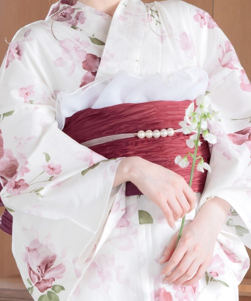 Dita（ディータ）の「ゆかた姿を引き立てる。ベロアパール飾り紐【W】（和装小物・レディース・スモークピンク/アイボリー/ブラック/グレー/ミント/ワインレッド・FREE）」の13枚目の写真