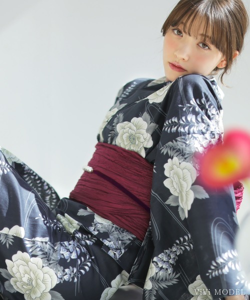 Dita（ディータ）の「ゆかた姿を引き立てる。ベロアパール飾り紐【W】（和装小物・レディース・スモークピンク/アイボリー/ブラック/グレー/ミント/ワインレッド・FREE）」の19枚目の写真