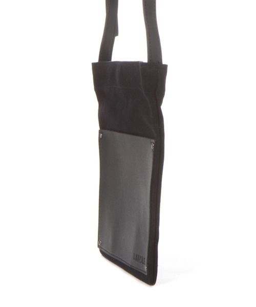 セール】フェイクレザーポケットキャンバスショルダーバッグ