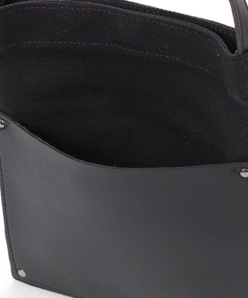 セール】フェイクレザーポケットキャンバスショルダーバッグ