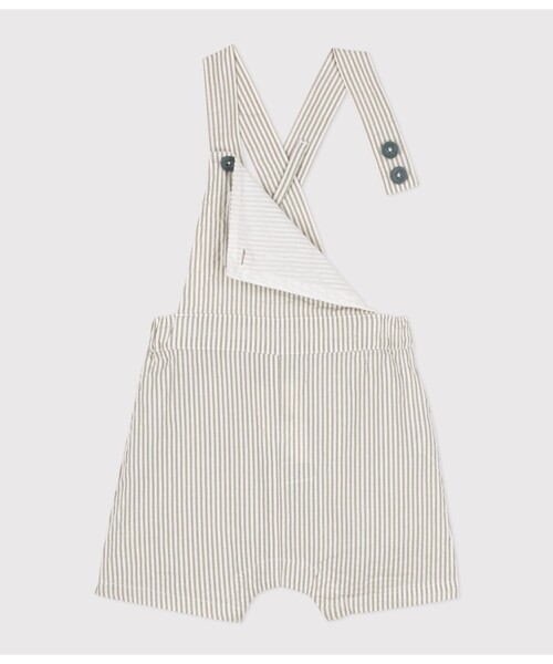 PETIT BATEAU（プチバトー）の「シアサッカーショートサロペット（サロペット/オーバーオール・キッズ・ホワイト×グリーン・18MONTH/12MONTH）」の5枚目の写真