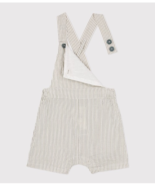 PETIT BATEAU（プチバトー）の「シアサッカーショートサロペット（サロペット/オーバーオール・キッズ・ホワイト×グリーン・18MONTH/12MONTH）」の2枚目の写真