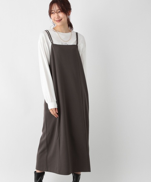 GLOBAL WORK(グローバルワーク)の「スゴラクストレッチキャミワンピース/176564(ワンピース・レディース・カーキ/グリーン系その他/ブラック/ホワイト/ダークブラウン/ブラウン系その他6/グリーン系その他2・FREE)」の5枚目の写真