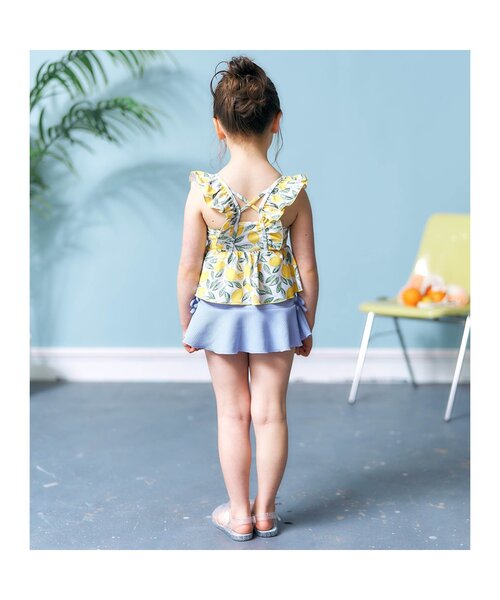 apres les cours（アプレレクール）の「【UVカット/一部リンク可能】リーフフルーツ・ギンガムチェックセパレート水着（水着・キッズ・ラベンダー/イエロー・140/90/80/130/100/110/120）」の9枚目の写真