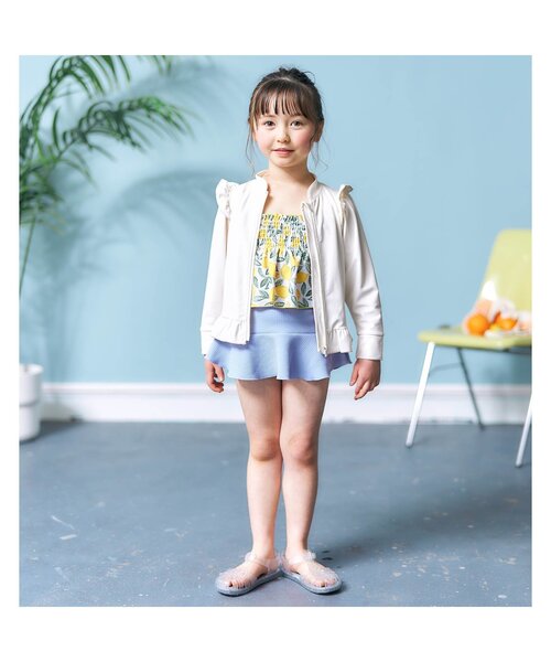 apres les cours（アプレレクール）の「【UVカット/一部リンク可能】リーフフルーツ・ギンガムチェックセパレート水着（水着・キッズ・ラベンダー/イエロー・140/90/80/130/100/110/120）」の4枚目の写真