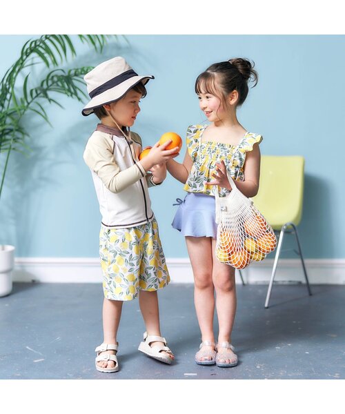 apres les cours（アプレレクール）の「【UVカット/一部リンク可能】リーフフルーツ・ギンガムチェックセパレート水着（水着・キッズ・ラベンダー/イエロー・140/90/80/130/100/110/120）」の13枚目の写真