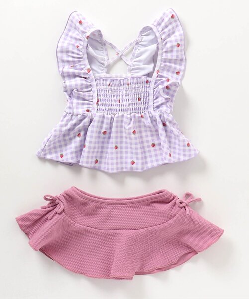 apres les cours（アプレレクール）の「【UVカット/一部リンク可能】リーフフルーツ・ギンガムチェックセパレート水着（水着・キッズ・ラベンダー/イエロー・140/90/80/130/100/110/120）」の12枚目の写真