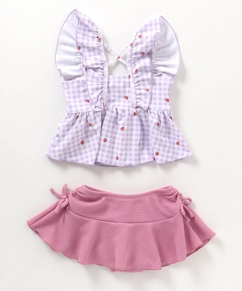 apres les cours（アプレレクール）の「【UVカット/一部リンク可能】リーフフルーツ・ギンガムチェックセパレート水着（水着・キッズ・ラベンダー/イエロー・140/90/80/130/100/110/120）」の8枚目の写真