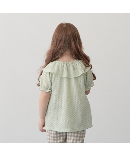 Lycee mine（リセマイン）の「フリル衿ぽこぽこトップス（シャツ/ブラウス・キッズ・ライトピンク/ミント/ラベンダー/ブラック・100cm/120cm/140cm/110cm/130cm/150cm）」の14枚目の写真