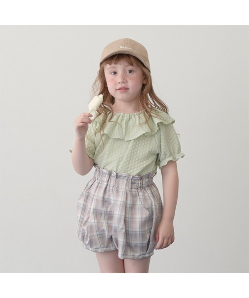 Lycee mine（リセマイン）の「フリル衿ぽこぽこトップス（シャツ/ブラウス・キッズ・ライトピンク/ミント/ラベンダー/ブラック・100cm/120cm/140cm/110cm/130cm/150cm）」の9枚目の写真