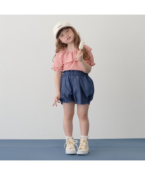 Lycee mine（リセマイン）の「フリル衿ぽこぽこトップス（シャツ/ブラウス・キッズ・ライトピンク/ミント/ラベンダー/ブラック・100cm/120cm/140cm/110cm/130cm/150cm）」の5枚目の写真