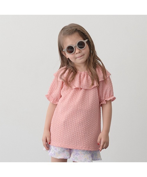 Lycee mine（リセマイン）の「フリル衿ぽこぽこトップス（シャツ/ブラウス・キッズ・ライトピンク/ミント/ラベンダー/ブラック・100cm/120cm/140cm/110cm/130cm/150cm）」の7枚目の写真