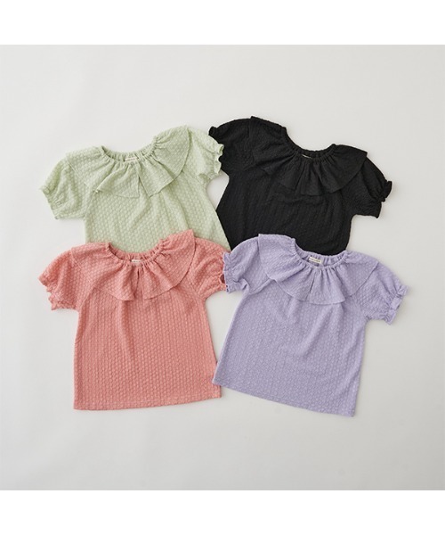 Lycee mine（リセマイン）の「フリル衿ぽこぽこトップス（シャツ/ブラウス・キッズ・ライトピンク/ミント/ラベンダー/ブラック・100cm/120cm/140cm/110cm/130cm/150cm）」の22枚目の写真