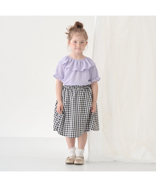 Lycee mine（リセマイン）の「フリル衿ぽこぽこトップス（シャツ/ブラウス・キッズ・ライトピンク/ミント/ラベンダー/ブラック・100cm/120cm/140cm/110cm/130cm/150cm）」の13枚目の写真