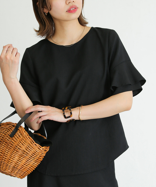 La TOTALITE（ラトータリテ）の「ラッフルスリーブブラウス（シャツ/ブラウス・レディース・ブルー系その他/ピンク系その他/ブラック/ホワイト・FREE）」の2枚目の写真