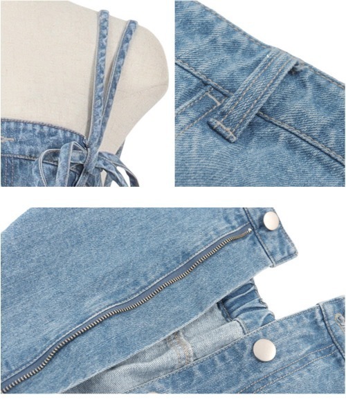 KOBE LETTUCE（コウベレタス）の「高身長向けサイズあり　デニムオールインワン（つなぎ/オールインワン・レディース・インディゴブルー/ライトブルー/ブルー・LONG/REGULAR）」の12枚目の写真