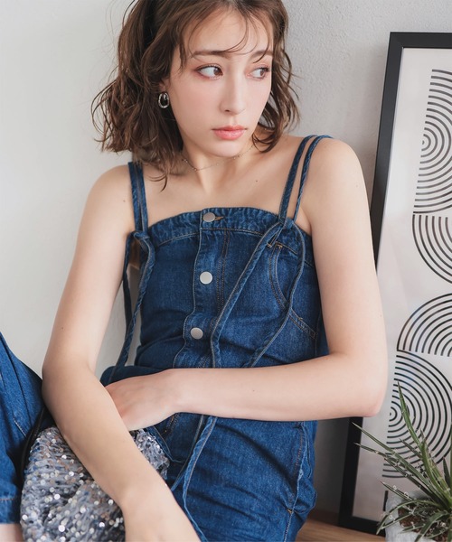 美品 かぐれ 2024年製 デニムオールインワン サロペット インディゴ つなぎ 美品 かぐれ 2024年製 デニムオールインワン サロペット
