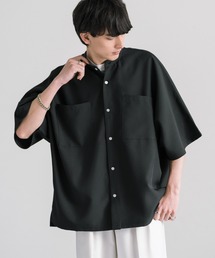 オーバーサイズ ドルマンバンドカラー ビッグシルエット半袖シャツ