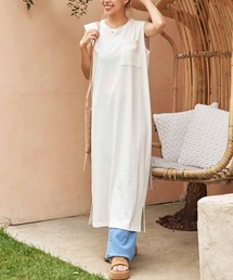 ノースリーブポケット付マキシワンピース