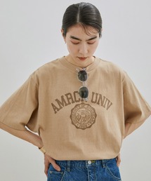 【WEB限定】【Americana(アメリカーナ)】カレッジプリントシームレスTシャツ