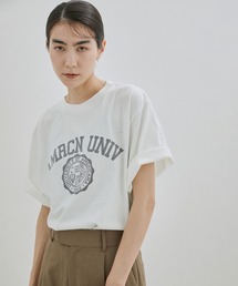 【WEB限定】【Americana(アメリカーナ)】カレッジプリントシームレスTシャツ