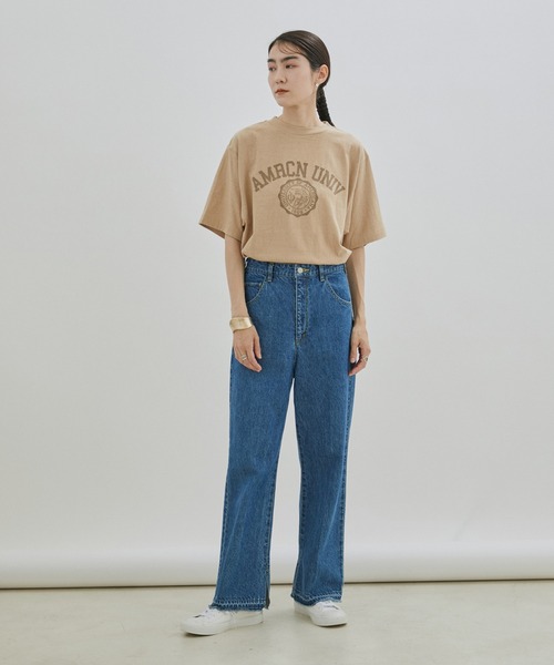 AMERICANA(アメリカーナ)の「【WEB限定】【Americana(アメリカーナ)】カレッジプリントシームレスTシャツ(Tシャツ/カットソー・レディース・ダークブラウン/オフホワイト/ブルー系その他6・FREE)」の4枚目の写真