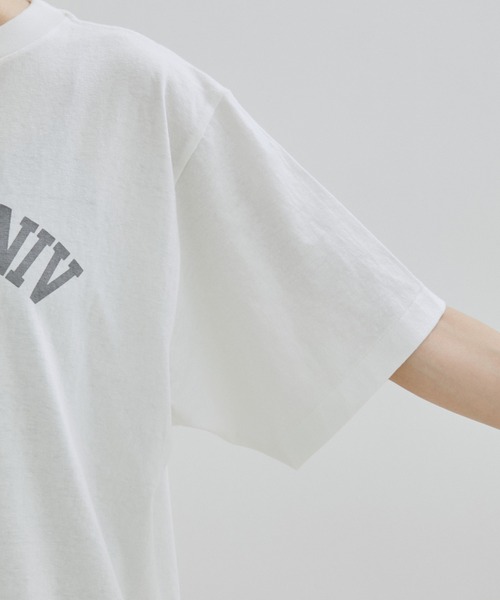 アメリカーナ AMERICANA カレッジプリント シームレス Tシャツ 白 アメリカーナ AMERICANA カレッジプリント シームレス Tシャツ 白