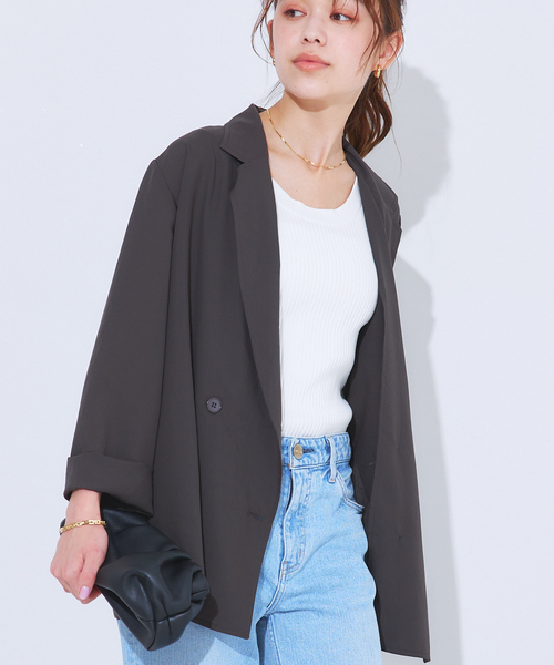 Rouge vif Anna(ルージュヴィフアンナ)の「シアーシャツジャケット(テーラードジャケット・レディース・アイボリー/ブラウン/ベージュ・フリー)」の3枚目の写真