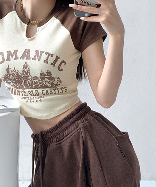 GLAMOROUS JANE(グラマラスジェーン)の「ラグラン配色クロップド丈Tシャツ(Tシャツ/カットソー・レディース・ブラウン/アイボリー・FREE)」の8枚目の写真