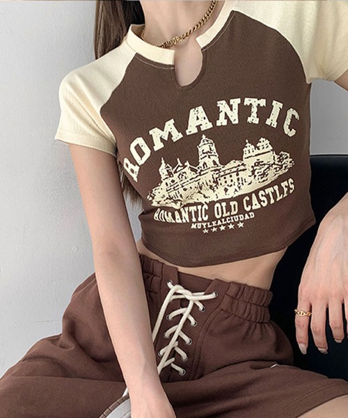 GLAMOROUS JANE(グラマラスジェーン)の「ラグラン配色クロップド丈Tシャツ(Tシャツ/カットソー・レディース・ブラウン/アイボリー・FREE)」の10枚目の写真