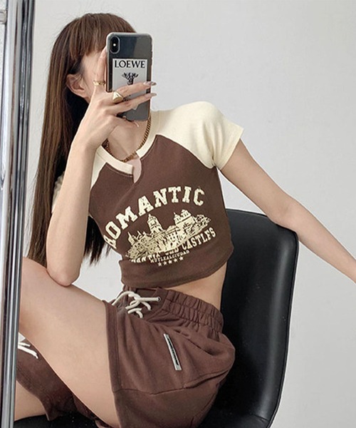 GLAMOROUS JANE(グラマラスジェーン)の「ラグラン配色クロップド丈Tシャツ(Tシャツ/カットソー・レディース・ブラウン/アイボリー・FREE)」の13枚目の写真