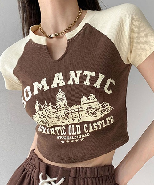 GLAMOROUS JANE(グラマラスジェーン)の「ラグラン配色クロップド丈Tシャツ(Tシャツ/カットソー・レディース・ブラウン/アイボリー・FREE)」の14枚目の写真