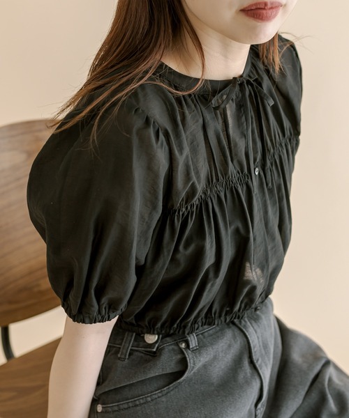 mline（エムライン）の「[mline]切り替えギャザートップス（シャツ/ブラウス・レディース・ブラック/アイボリー/ピンク・FREE）」の20枚目の写真