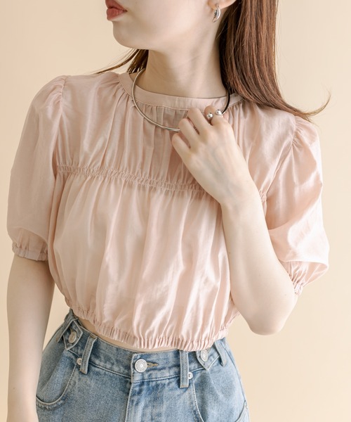 mline（エムライン）の「[mline]切り替えギャザートップス（シャツ/ブラウス・レディース・ブラック/アイボリー/ピンク・FREE）」の10枚目の写真