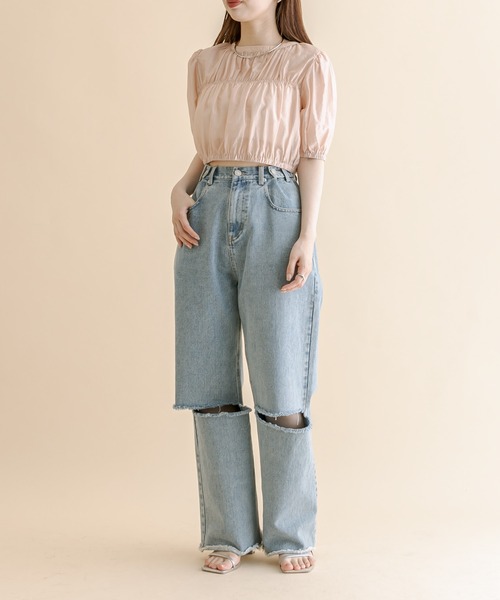 mline（エムライン）の「[mline]切り替えギャザートップス（シャツ/ブラウス・レディース・ブラック/アイボリー/ピンク・FREE）」の14枚目の写真