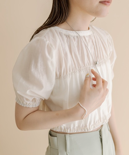 mline（エムライン）の「[mline]切り替えギャザートップス（シャツ/ブラウス・レディース・ブラック/アイボリー/ピンク・FREE）」の15枚目の写真