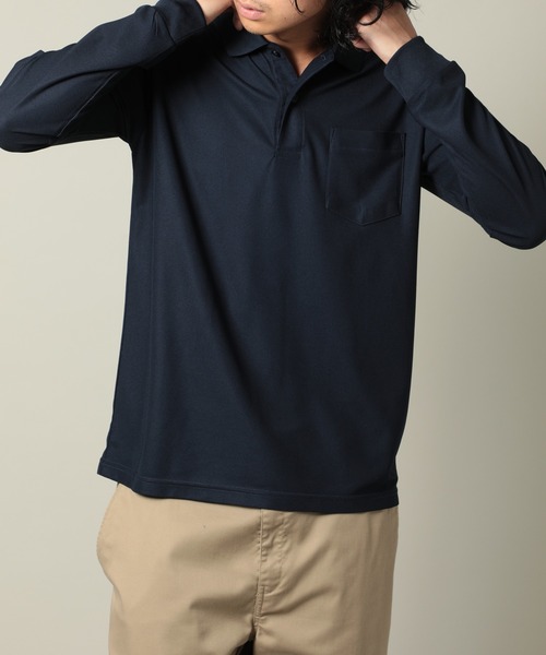 United Athle（ユナイテッドアスレ）の「【United Athle】dry seed stitch long sleeve polo-shirt / ドライ カノコ ロングスリーブ ポロシャツ ポケット付 ゴルフ スポーツ ランニング 紫外線対策 UVカット 吸水速乾 2024（ポロシャツ・レディース・ネイビー/ホワイト/ブラック・L/M/S/XL）」の5枚目の写真