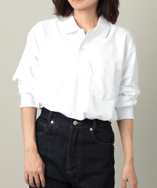 United Athle（ユナイテッドアスレ）の「【United Athle】dry seed stitch long sleeve polo-shirt / ドライ カノコ ロングスリーブ ポロシャツ ポケット付 ゴルフ スポーツ ランニング 紫外線対策 UVカット 吸水速乾 2024（ポロシャツ・レディース・ネイビー/ホワイト/ブラック・L/M/S/XL）」の21枚目の写真