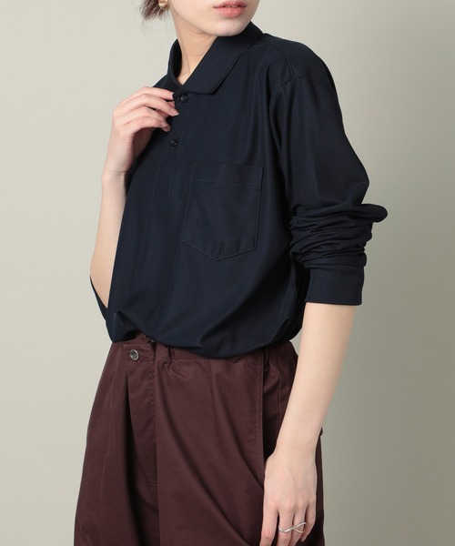 United Athle（ユナイテッドアスレ）の「【United Athle】dry seed stitch long sleeve polo-shirt / ドライ カノコ ロングスリーブ ポロシャツ ポケット付 ゴルフ スポーツ ランニング 紫外線対策 UVカット 吸水速乾 2024（ポロシャツ・レディース・ネイビー/ホワイト/ブラック・L/M/S/XL）」の8枚目の写真