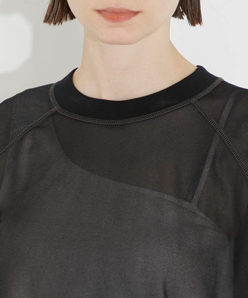 CITY TOKYO（シティトウキョウ）の「【洗濯機洗い可能】【シアー】ラグランシアートップス【A＋TOKYO / エープラストウキョウ】（Tシャツ/カットソー・レディース・ライトグレー/その他2/ブラック・FREE）」の11枚目の写真