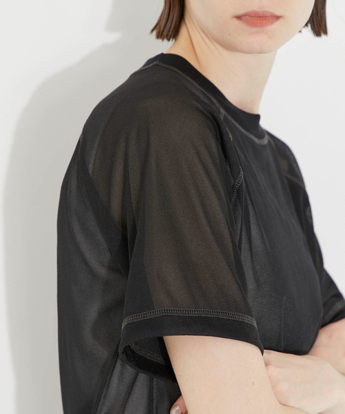 CITY TOKYO（シティトウキョウ）の「【洗濯機洗い可能】【シアー】ラグランシアートップス【A＋TOKYO / エープラストウキョウ】（Tシャツ/カットソー・レディース・ライトグレー/その他2/ブラック・FREE）」の12枚目の写真