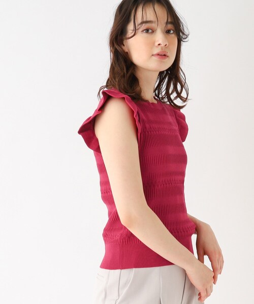 index(インデックス)の「◆フリルスリーブニット【洗濯機洗い可】(ニット/セーター・レディース・ワインレッド/チャコールグレー/ライトグレー・40/38/42/36)」の3枚目の写真