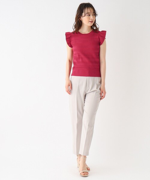 index(インデックス)の「◆フリルスリーブニット【洗濯機洗い可】(ニット/セーター・レディース・ワインレッド/チャコールグレー/ライトグレー・40/38/42/36)」の8枚目の写真