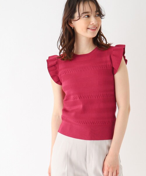 index(インデックス)の「◆フリルスリーブニット【洗濯機洗い可】(ニット/セーター・レディース・ワインレッド/チャコールグレー/ライトグレー・40/38/42/36)」の11枚目の写真