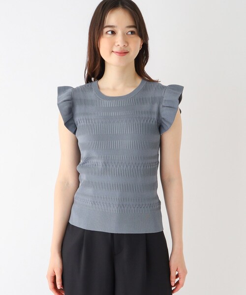 index(インデックス)の「◆フリルスリーブニット【洗濯機洗い可】(ニット/セーター・レディース・ワインレッド/チャコールグレー/ライトグレー・40/38/42/36)」の12枚目の写真